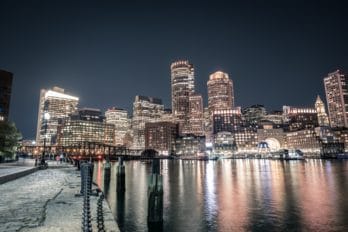 Boston Seaport Night View